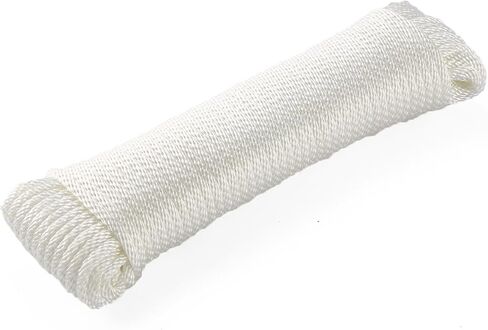 ARISKEY حبل بوليستر داكرون أبيض 1/4 بوصة 100 قدم سلك مضفر صلب مقاوم للأشعة فوق البنفسجية متعدد الأغراض سلك خارجي متين للتخييم حبل الغسيل خط العلم مشاريع DIY والمزيد in Kuwait