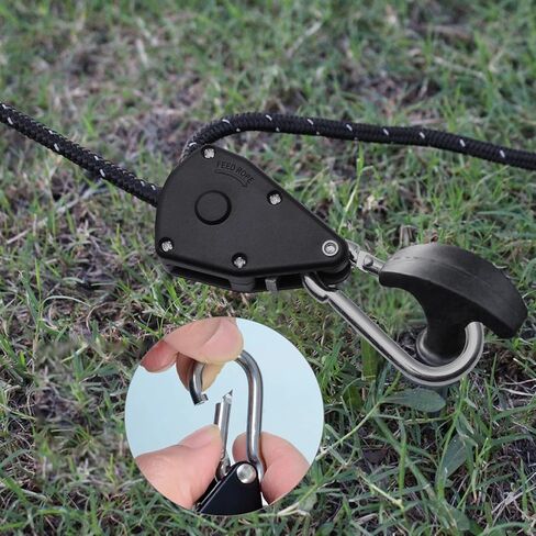 قطعتان من حبال السقاطة بطول 4 أمتار، شماعات سقاطة لأضواء النمو مع خطافين بديلين معدنيين، شماعة حبل شديدة التحمل قابلة للتعديل لمعدات غرفة النمو والتخييم في الهواء الطلق (أسود) in Kuwait