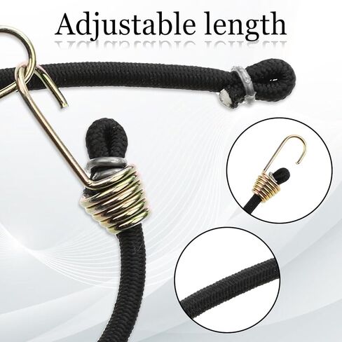 8 PCS Short Bungee Cords with Hooks, 10.4 Inch / 26 Cm Small Bungee Cords, Short Bungees Straps, Heavy Duty Outdoor Assortment, Black Elastic Straps for Bundling and Securing Small Items in Saudi Arabia