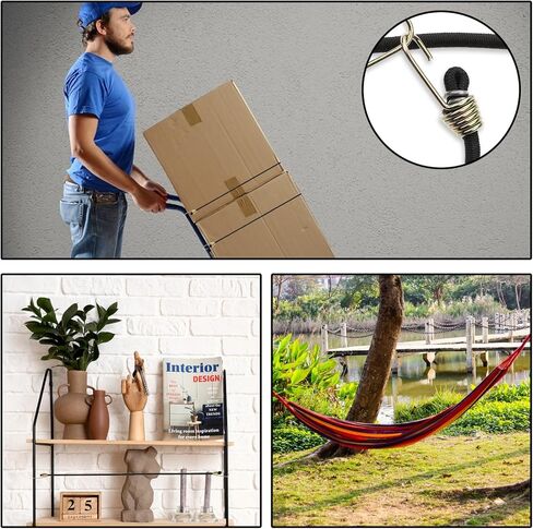 8 PCS Short Bungee Cords with Hooks, 10.4 Inch / 26 Cm Small Bungee Cords, Short Bungees Straps, Heavy Duty Outdoor Assortment, Black Elastic Straps for Bundling and Securing Small Items in Saudi Arabia