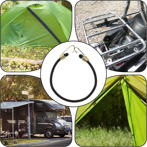 8 PCS Short Bungee Cords with Hooks, 10.4 Inch / 26 Cm Small Bungee Cords, Short Bungees Straps, Heavy Duty Outdoor Assortment, Black Elastic Straps for Bundling and Securing Small Items in Saudi Arabia