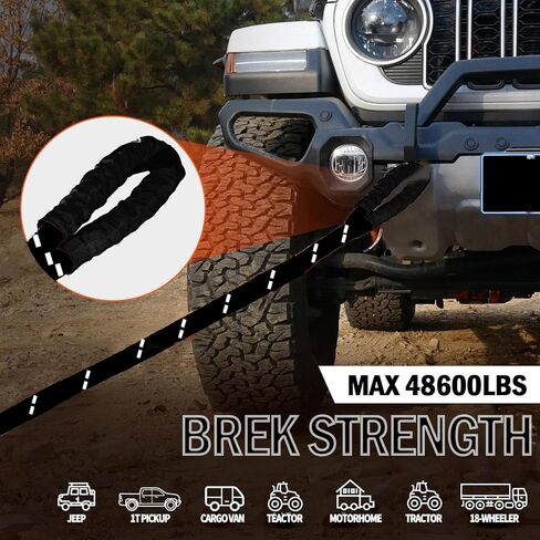 F-Rope 1" x 30ft Kinetic Recovery Rope 48600 LBS Elastic Nylon Offroad Snatch Strap Kit with 2 Soft Shackles for Truck SUV UTV ATV Tractor 4x4 Recovery in Saudi Arabia