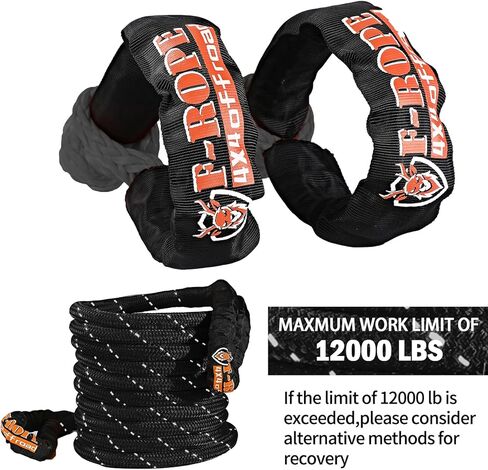 F-Rope 1" x 30ft Kinetic Recovery Rope 48600 LBS Elastic Nylon Offroad Snatch Strap Kit with 2 Soft Shackles for Truck SUV UTV ATV Tractor 4x4 Recovery in Saudi Arabia