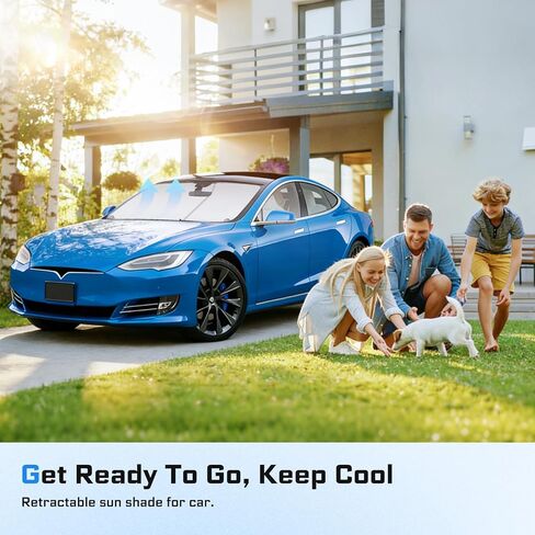 Retractable Car Windshield Sun Shade Automatic Sunshade for Windshield, Protect Car from Sun Rays & Heat Damage, Protect Interior, Adjustable Universal Fit for Car Trucks SUVs (Not for Large Trucks) in Kuwait