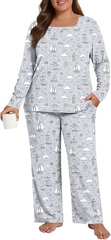 طقم بيجامات شتوية للسيدات من HOTGIFT بأكمام طويلة كاجوال مريحة in Kuwait