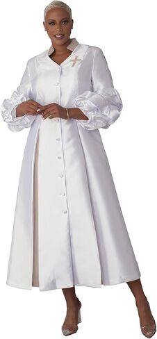 Tally Taylor Women’s Clergy Cassock Robe – Modest Church Attire with Stand Collar and Cross Brooch – Reg - 4730 in Saudi Arabia