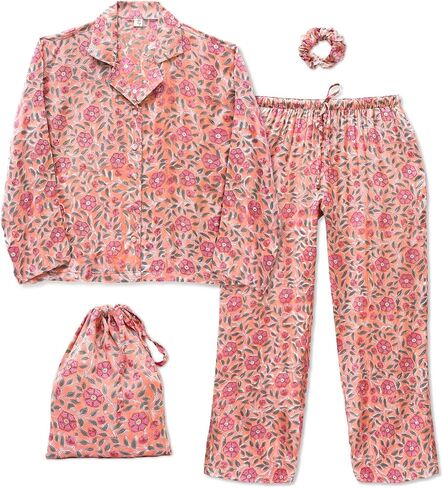 Huar Women’s Premium Silk Pajama Set - Floral Print Button Down Nightwear, Luxury Lightweight Pure Silk Loungewear Set in Saudi Arabia