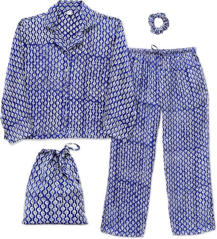 Huar Women’s Premium Silk Pajama Set - Floral Print Button Down Nightwear, Luxury Lightweight Pure Silk Loungewear Set in Saudi Arabia