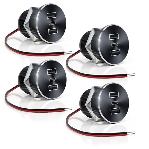 منفذ USB 72 وات RV من الألومنيوم بالكامل 12 فولت/24 فولت 3 منافذ شحن، GIBBAB 36 وات PD3.0 Type-C+2 18 وات QC3.0 مقبس شحن سريع، شاحن سيارة مجوف واستبدال ولاعة السجائر لشاحنة قارب مقطورة التخييم in Kuwait