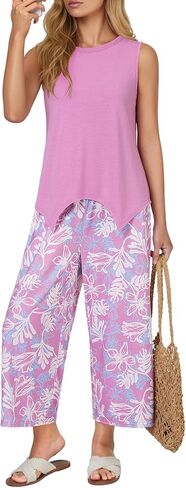 KIFOVEN Women's 2 Piece Pajama Sets Sleeveless Tank Top with Floral Print Pants in Kuwait