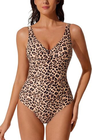 RXRXCOCO Women Tummy Control One Piece Swimsuits Ruched Underwire Criss Cross Push Up V Neck Slimming Bathing Suit Swimwear in Kuwait