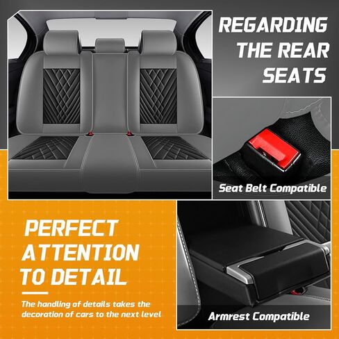 Fit for Honda HRV Seat Covers Full Set 2016-2026, Full Coverage Customized Car Seat Covers Full Set, Premium Leather Waterproof Easy to Install(Gray&Black/Standard 5 Seats) in Saudi Arabia