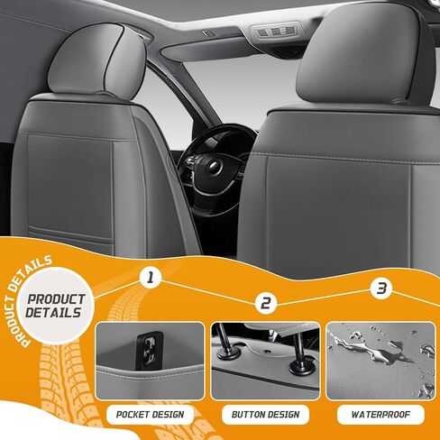 Fit for Honda HRV Seat Covers Full Set 2016-2026, Full Coverage Customized Car Seat Covers Full Set, Premium Leather Waterproof Easy to Install(Gray&Black/Standard 5 Seats) in Saudi Arabia