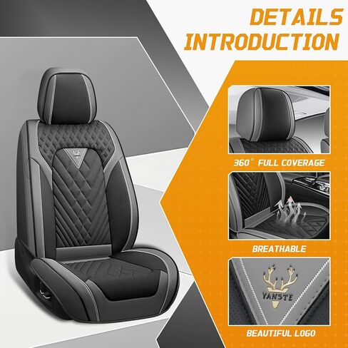 Fit for Honda HRV Seat Covers Full Set 2016-2026, Full Coverage Customized Car Seat Covers Full Set, Premium Leather Waterproof Easy to Install(Gray&Black/Standard 5 Seats) in Saudi Arabia