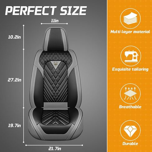 Fit for Honda HRV Seat Covers Full Set 2016-2026, Full Coverage Customized Car Seat Covers Full Set, Premium Leather Waterproof Easy to Install(Gray&Black/Standard 5 Seats) in Saudi Arabia