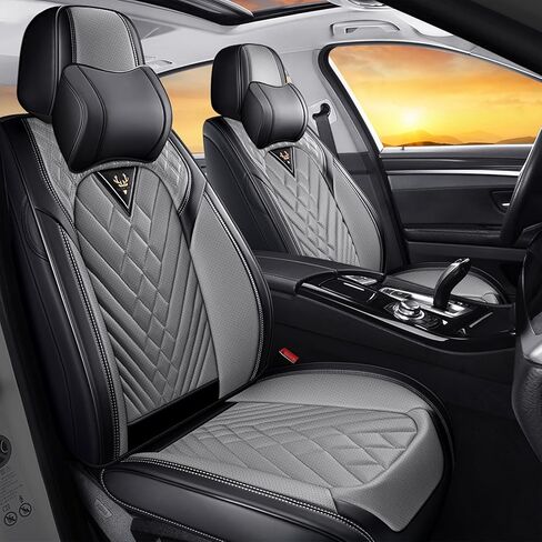 Fit for Honda HRV Seat Covers Full Set 2016-2026, Full Coverage Customized Car Seat Covers Full Set, Premium Leather Waterproof Easy to Install(Gray&Black/Standard 5 Seats) in Saudi Arabia