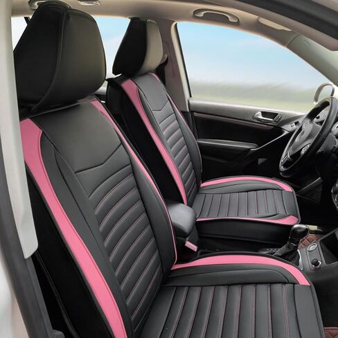 Car Seat Cover, Black & Pink Striped 02 Style Leather, PU - Polyurethane Interior Seat Cushion Scratch Guard Protector for Most SUV, Sedan,Coupe in Kuwait