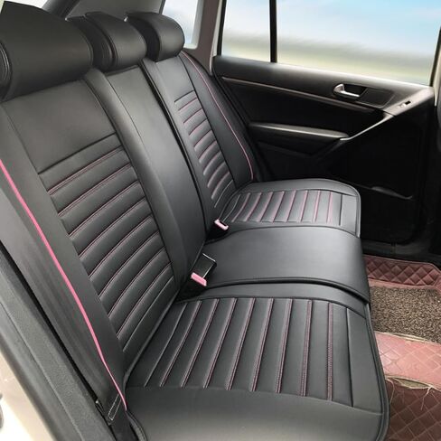 Car Seat Cover, Black & Pink Striped 02 Style Leather, PU - Polyurethane Interior Seat Cushion Scratch Guard Protector for Most SUV, Sedan,Coupe in Kuwait
