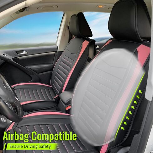 Car Seat Cover, Black & Pink Striped 02 Style Leather, PU - Polyurethane Interior Seat Cushion Scratch Guard Protector for Most SUV, Sedan,Coupe in Kuwait