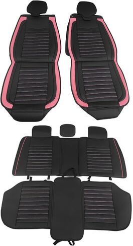 Car Seat Cover, Black & Pink Striped 02 Style Leather, PU - Polyurethane Interior Seat Cushion Scratch Guard Protector for Most SUV, Sedan,Coupe in Kuwait