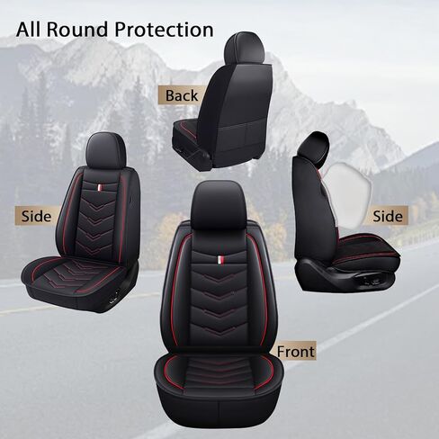 5-Seat Car Seat Covers for Dodge Durango 2009-2026, Waterproof Non-Slip Wear-Resistant Leather Seat Cover (5 Seat Standard, Black-Red) in Saudi Arabia