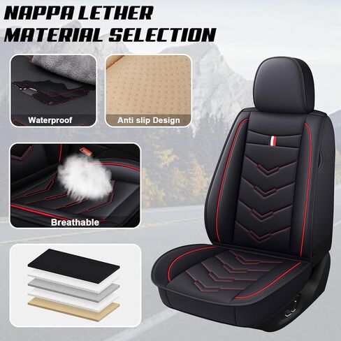 5-Seat Car Seat Covers for Dodge Durango 2009-2026, Waterproof Non-Slip Wear-Resistant Leather Seat Cover (5 Seat Standard, Black-Red) in Saudi Arabia