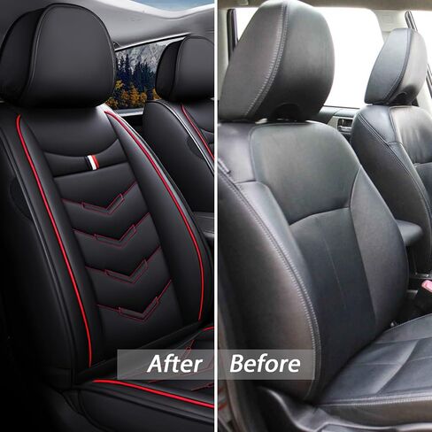 5-Seat Car Seat Covers for Dodge Durango 2009-2026, Waterproof Non-Slip Wear-Resistant Leather Seat Cover (5 Seat Standard, Black-Red) in Saudi Arabia