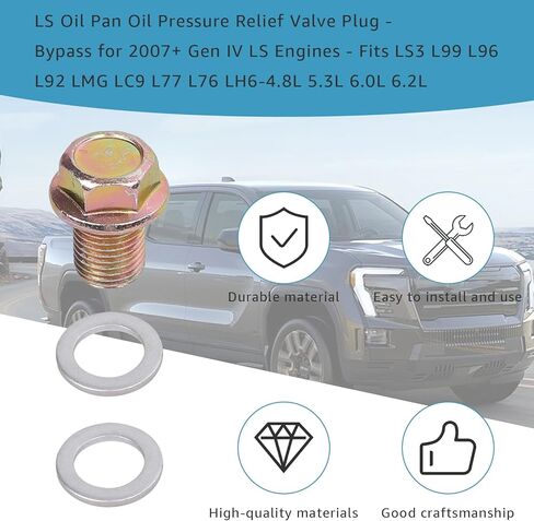 LS Oil Pan Oil Pressure Relief Valve Plug Compatible with Bypass 2007+ Gen IV LS Engines LS1 LS2 LS6 LQ4 LQ9 6.0L 5.7L 5.3L 4.8L in Kuwait