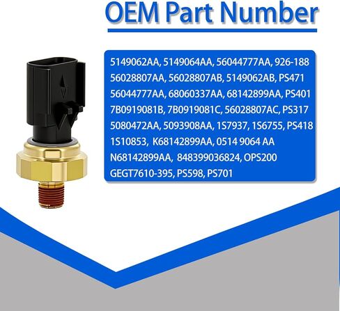 5149062AB 926-188 مستشعر ضغط الزيت ومقبس متوافق مع كرايسلر 200 300 تاون آند كونتري دودج تشالنجر دورانجو جراند كارافان رام 1500 2500 3500 جيب جراند شيروكي رانجلر in Saudi Arabia