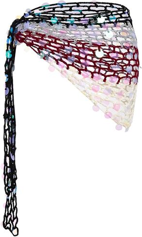 OYOANGLE Women's Sequins Crochet Bohemian Bikini Cover Up Hollow Out Ombre Wrap Sparkly Beach Skirt in Saudi Arabia