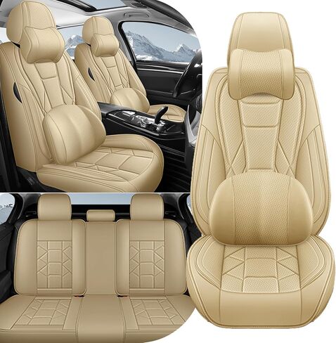 Car Seat Covers for Chevy Equinox 2006-2026 Standard Waterproof Nappa Leather Full Set Seat Covers, Sporty Anti-Slip Custom Seat Protectors with Side Airbag Compatible(Black&Red) in Saudi Arabia
