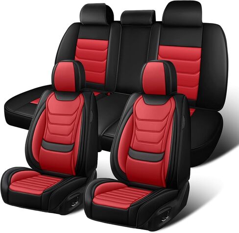 مناسب لأغطية مقاعد Cadillac CTS 2003-2019 المخصصة، أغطية مقاعد السيارة من جلد البولي يوريثان، حماية التغطية الكاملة، واقيات مقاعد مبطنة سميكة (الصف الأمامي الفاخر/أسود) in Kuwait