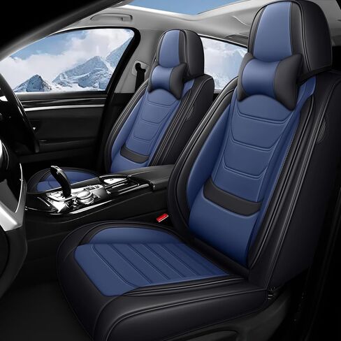 مناسب لأغطية مقاعد Cadillac CTS 2003-2019 المخصصة، أغطية مقاعد السيارة من جلد البولي يوريثان، حماية التغطية الكاملة، واقيات مقاعد مبطنة سميكة (الصف الأمامي الفاخر/أسود) in Kuwait