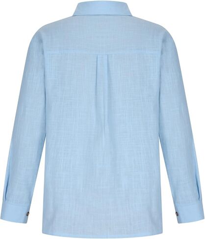 Cotton Linen Tops for Women Long Sleeve Button Down Shirts Casual Loose Blouse Work Office Spring Summer Tunic Tops in Saudi Arabia