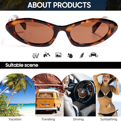 نظارات شمسية AICase Bruno Merch Mars Peso Gifts Pluma Retro بيضاوية الشكل للنساء والرجال، نظارات شمسية صغيرة في التسعينات، ظلال مستديرة عصرية، تصميم Miu، حماية من الأشعة فوق البنفسجية 400 in Saudi Arabia