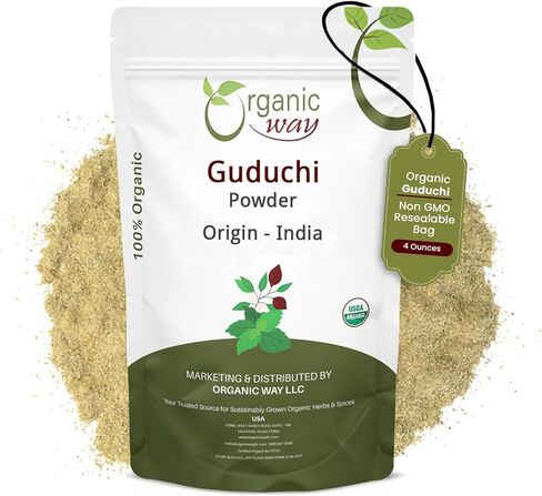 Organic Way Premium Grade Guduchi Powder (Tinospora cordifolia) - Organic & Kosher Certified | Raw, Vegan, Non GMO & Gluten Free | USDA Certified | Origin - India (1LBS / 16Oz) in Kuwait
