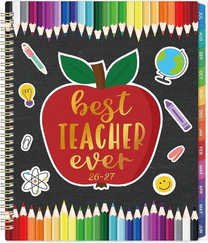 Teacher Planner 2026-2027 - Academic Planner Teacher Lesson Planner 2026-2027 from Jul. 2026- Jun. 2027, Academic Planners for School Year with Colorful Tabs and Inner Pocket, 8.5" x 11" in Kuwait