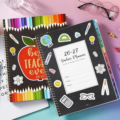 Teacher Planner 2026-2027 - Academic Planner Teacher Lesson Planner 2026-2027 from Jul. 2026- Jun. 2027, Academic Planners for School Year with Colorful Tabs and Inner Pocket, 8.5" x 11" in Kuwait