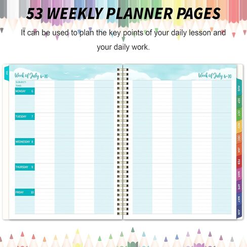 Teacher Planner 2026-2027 - Academic Planner Teacher Lesson Planner 2026-2027 from Jul. 2026- Jun. 2027, Academic Planners for School Year with Colorful Tabs and Inner Pocket, 8.5" x 11" in Kuwait