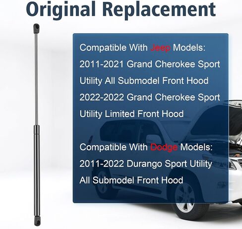 Front Hood Gas Struts Compatible with Jeep Grand Cherokee 2011-2020,for Dodge Durango 2004-2024 Sport Utility 4-Door Hood-with Factory Aluminum Hood, PM3654 5511 3748AA Gas Shock Lift Supports, 1pc in Kuwait