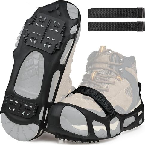 Ice Cleats for Shoes and Boots,Snow Traction Cleats Crampons for Women Men Kids Anti Slip 24 Grippers Shoes Walk Traction Cleats on Snow and Ice in Kuwait