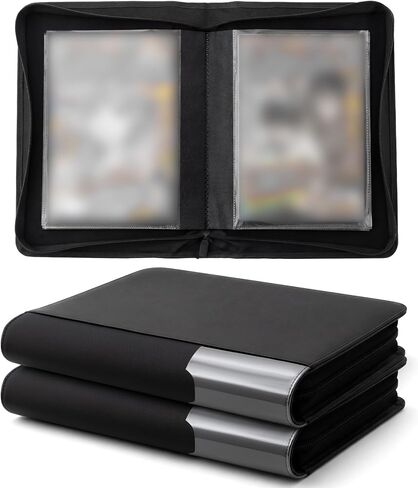 Zhehao 2 Pack Comic Book Binder، 13.4 x 10.2 x 4.3 في ألبوم تخزين من جلد البولي يوريثان مع 20 أكمام مزدوجة الجوانب، يحمل ما يصل إلى 80 كاريكاتير، يناسب معظم المجموعات الهزلية، منظم عرض أسود لهواة الجمع in Saudi Arabia