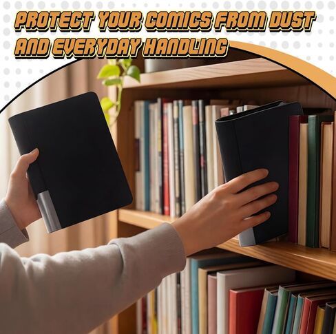Zhehao 2 Pack Comic Book Binder، 13.4 x 10.2 x 4.3 في ألبوم تخزين من جلد البولي يوريثان مع 20 أكمام مزدوجة الجوانب، يحمل ما يصل إلى 80 كاريكاتير، يناسب معظم المجموعات الهزلية، منظم عرض أسود لهواة الجمع in Saudi Arabia