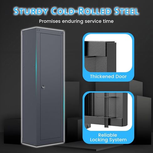 Goplus 8 Gun Safe, Fireproof Large Gun Safes for Rifles and Pistols w/Storage Shelf, Gun Racks, Door Lock & 2 Keys, Quick Access Long Gun Cabinet for Home Rifle & Shotguns, 17" W x 11" D x 53" H in Saudi Arabia