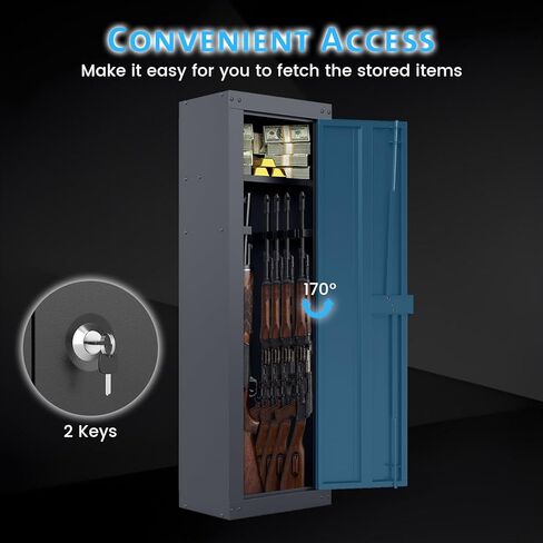Goplus 8 Gun Safe, Fireproof Large Gun Safes for Rifles and Pistols w/Storage Shelf, Gun Racks, Door Lock & 2 Keys, Quick Access Long Gun Cabinet for Home Rifle & Shotguns, 17" W x 11" D x 53" H in Saudi Arabia