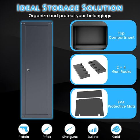 Goplus 8 Gun Safe, Fireproof Large Gun Safes for Rifles and Pistols w/Storage Shelf, Gun Racks, Door Lock & 2 Keys, Quick Access Long Gun Cabinet for Home Rifle & Shotguns, 17" W x 11" D x 53" H in Saudi Arabia