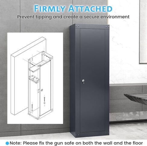 Goplus 8 Gun Safe, Fireproof Large Gun Safes for Rifles and Pistols w/Storage Shelf, Gun Racks, Door Lock & 2 Keys, Quick Access Long Gun Cabinet for Home Rifle & Shotguns, 17" W x 11" D x 53" H in Saudi Arabia