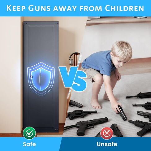 Goplus 8 Gun Safe, Fireproof Large Gun Safes for Rifles and Pistols w/Storage Shelf, Gun Racks, Door Lock & 2 Keys, Quick Access Long Gun Cabinet for Home Rifle & Shotguns, 17" W x 11" D x 53" H in Saudi Arabia