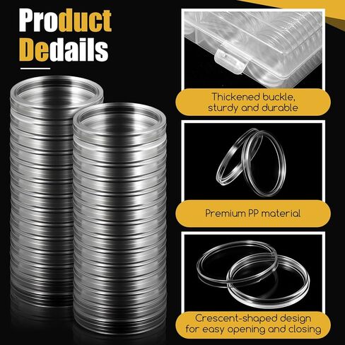 حامل كبسولات عملات معدنية 300 قطعة مع حشية إسفنجية، مستلزمات جمع العملات المعدنية المستديرة مع صندوق تخزين، (17/20/25/27/30 مم) حقيبة تخزين عملات بلاستيكية شفافة مقاس 5، حاملات حماية للعملات المعدنية لهواة التجميع in Kuwait