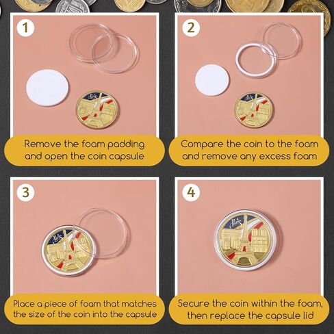 حامل كبسولات عملات معدنية 300 قطعة مع حشية إسفنجية، مستلزمات جمع العملات المعدنية المستديرة مع صندوق تخزين، (17/20/25/27/30 مم) حقيبة تخزين عملات بلاستيكية شفافة مقاس 5، حاملات حماية للعملات المعدنية لهواة التجميع in Kuwait